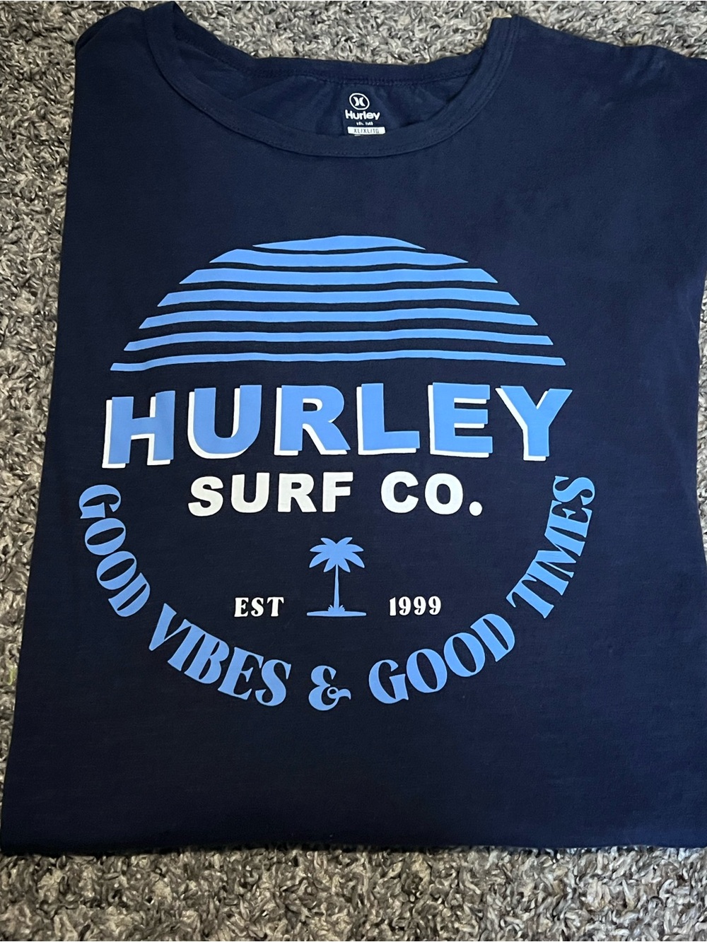 Hurley Navy Tee with White Logo Print